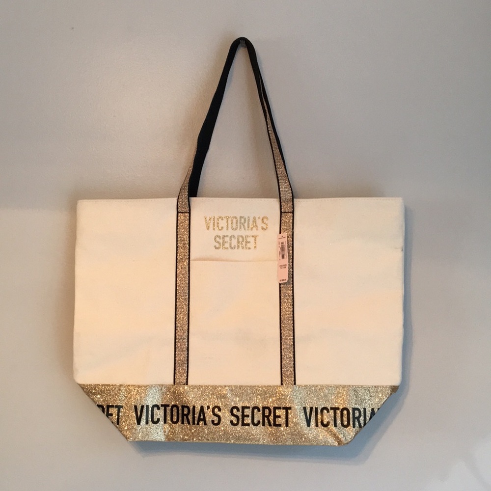 Victoria’s secret gold sparkly beach zip up bag